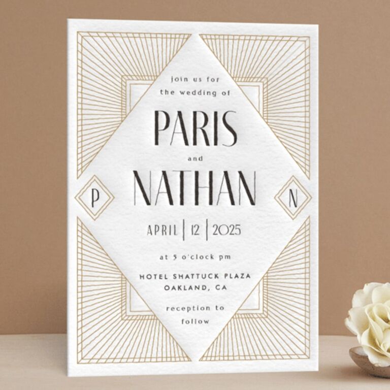 Art deco wedding invitations diamond motif