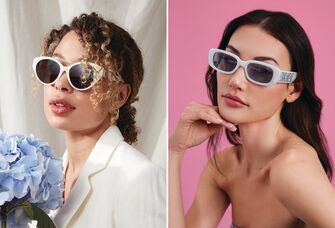 Two brides wearing sunglasses