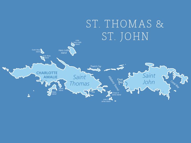 St. Thomas & St. John Map 