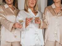 Bride and Bridesmaids in Pajamas 