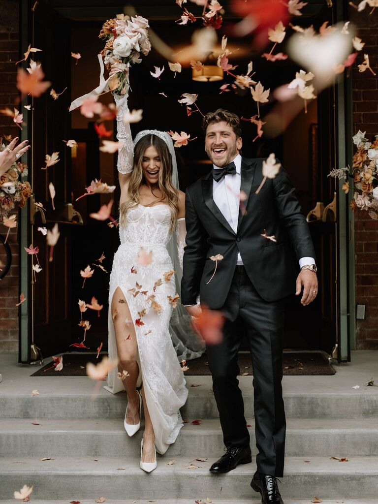 Happy couple celebrating after the ceremony