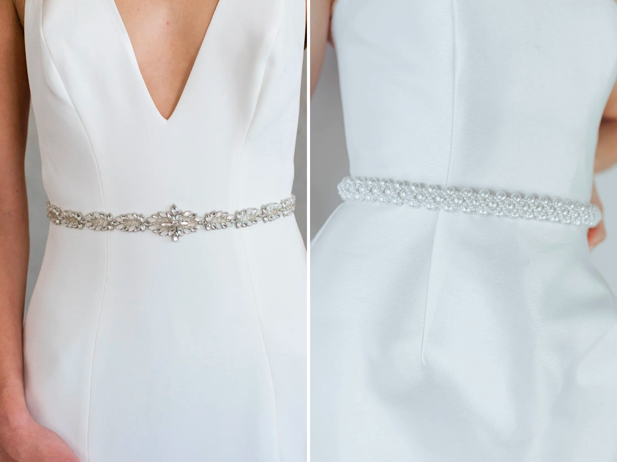 Two wedding dress belts