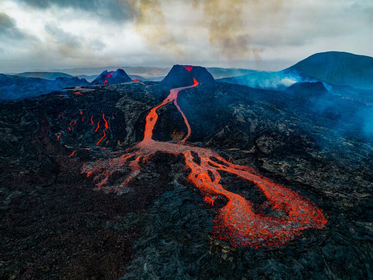 Fagradalsfjall Volcano at night