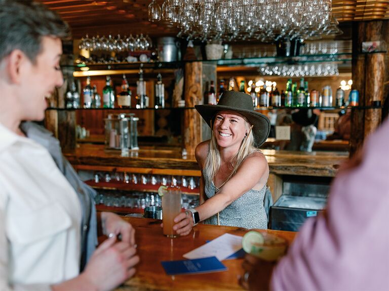 Bartender serving drinks at wedding