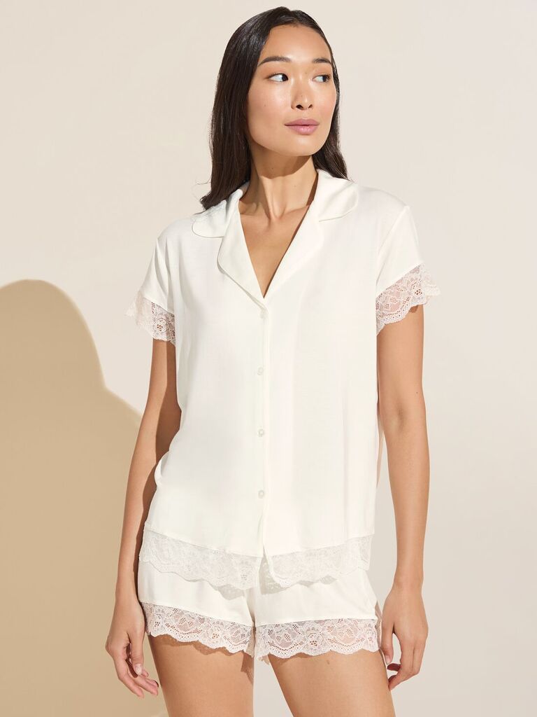 Eberjey short bridal lace trim pajama set 
