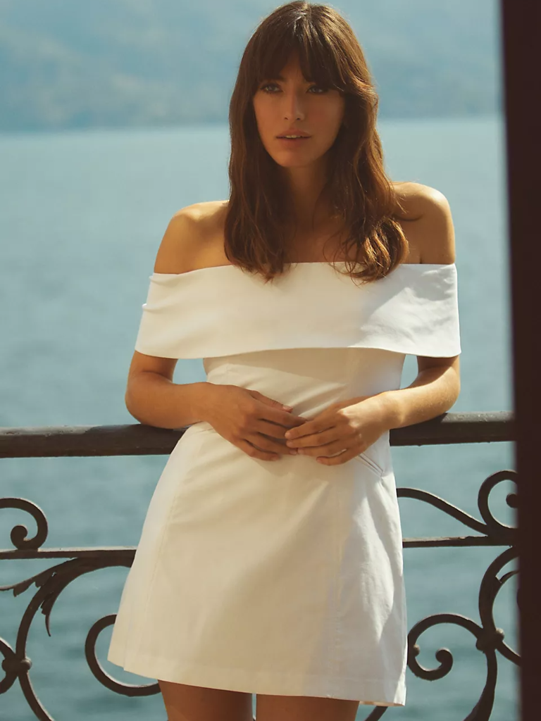 BHLDN off shoulder mini wedding dress