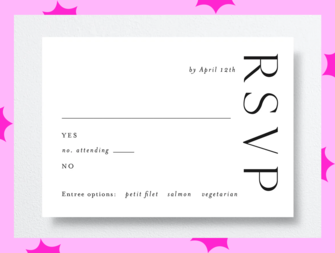 wedding RSVP card with meal option
