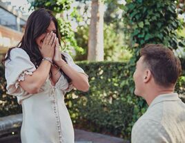 Blake Horstmann and Giannina Gibelli engagement photo