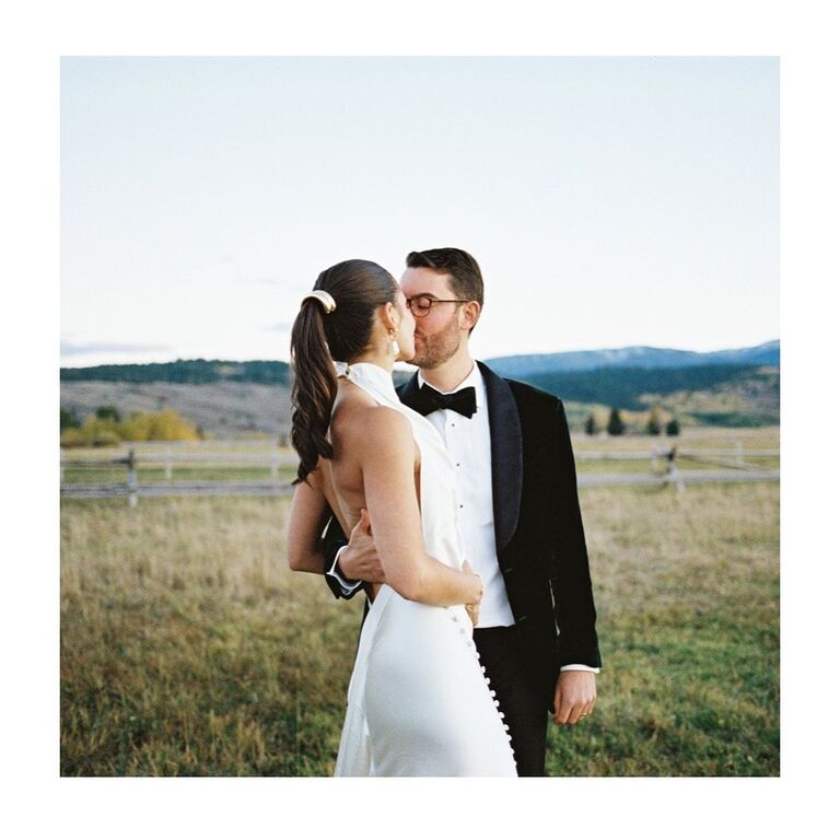 Ponytail wedding hairstyle for high neck dress