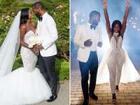 Bride changing into second reception wedding outfit