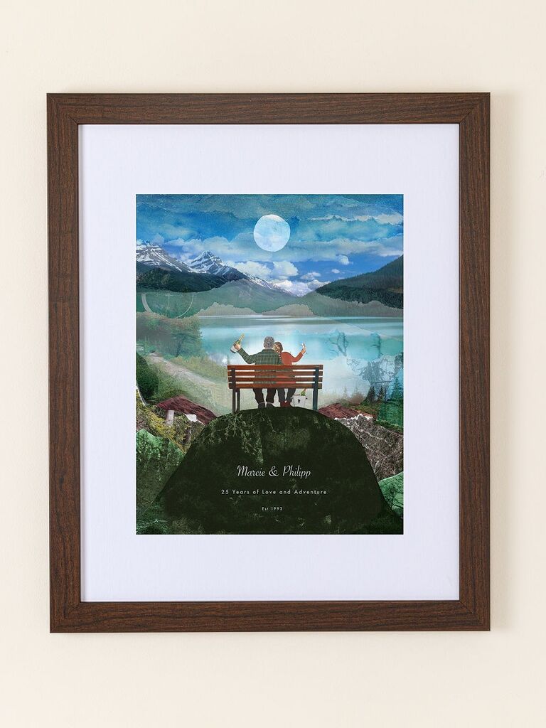Custom landscape collage art print 11th anniversary gift