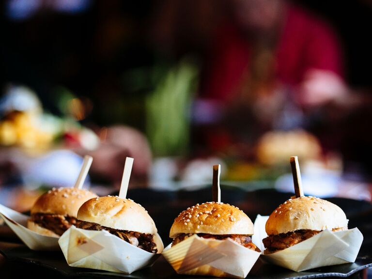 Tiny burger sliders for your wedding reception food ideas