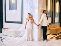 Couple's first touch moment on their wedding day