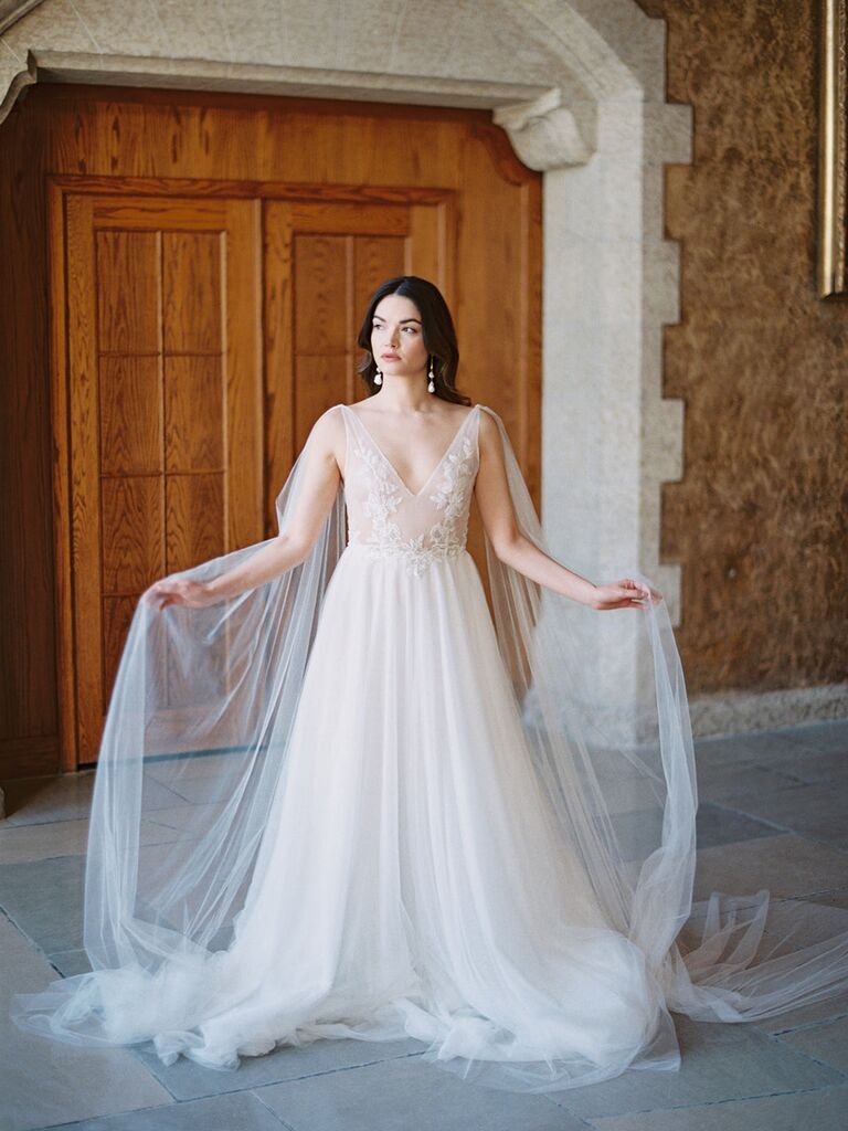 Tulle wedding cape