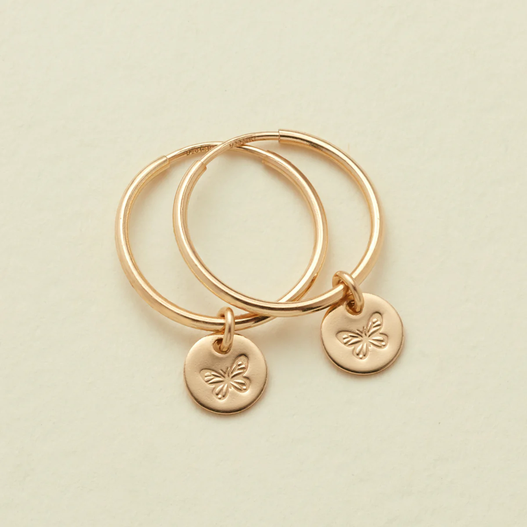 Personalized Hoop Earrings from Made By Mary for the best 11th wedding anniversary gift
