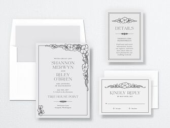 The Knot elegant floral Art Nouveau wedding invitation suite