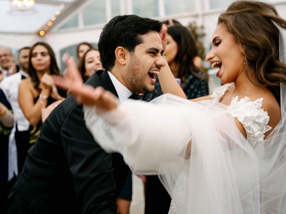 Happy bride and groom