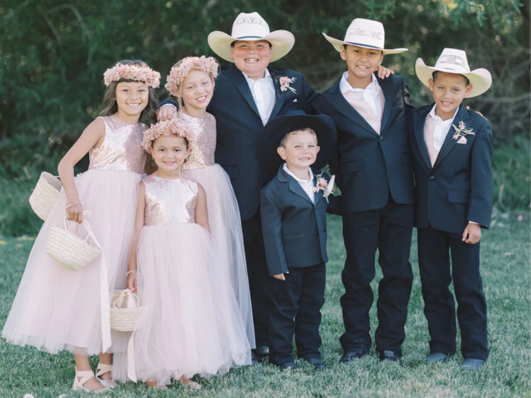 Ring bearers wearing cowboy hats and flower girls wearing tulle dresses, ring bearer and flower girl age