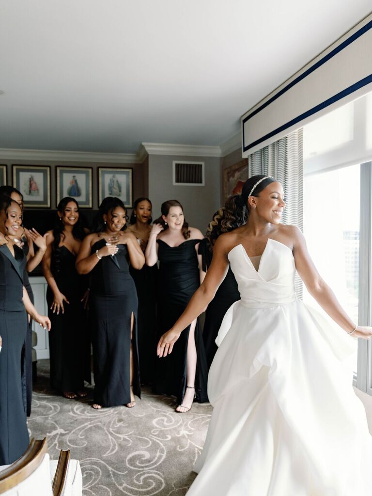 Bride with her bridesmaids
