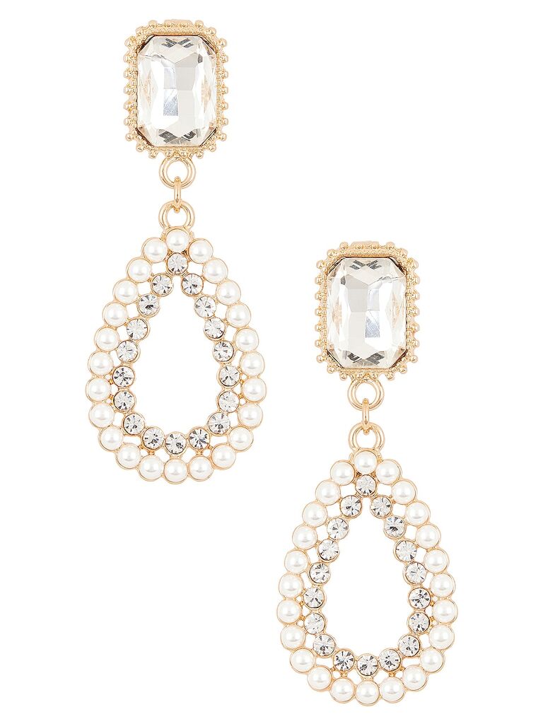 Ettika gold and pearl mother of the bride earrings