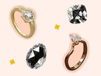 Collage of different engagement ring shapes