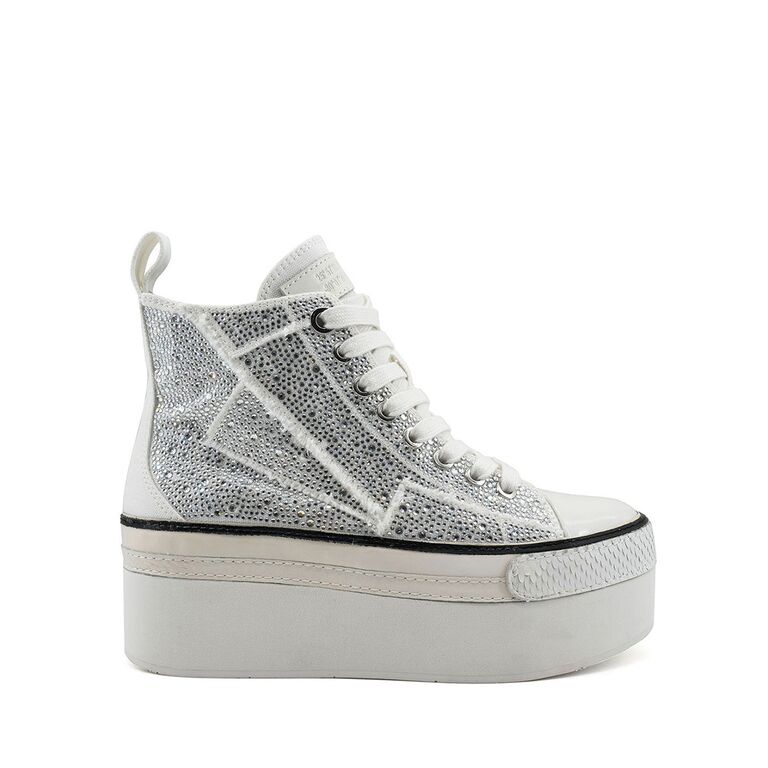 ZIGI white platform sneakers with rhinestones