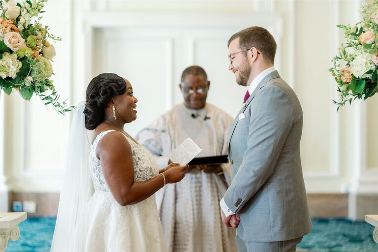 Twisted vintage-inspired wedding hairstyle with veil