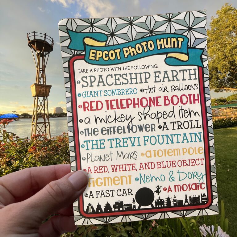Epcot Photo Scavenger Hunt Disney bachelorette party game
