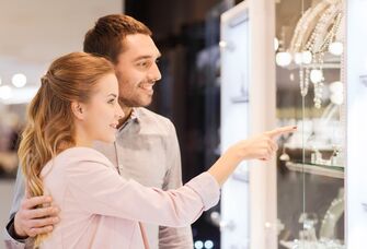 Couple jewelry shopping