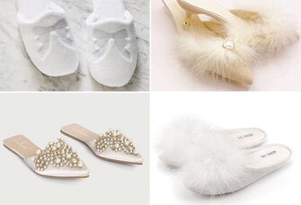 Four pairs of bridal slippers