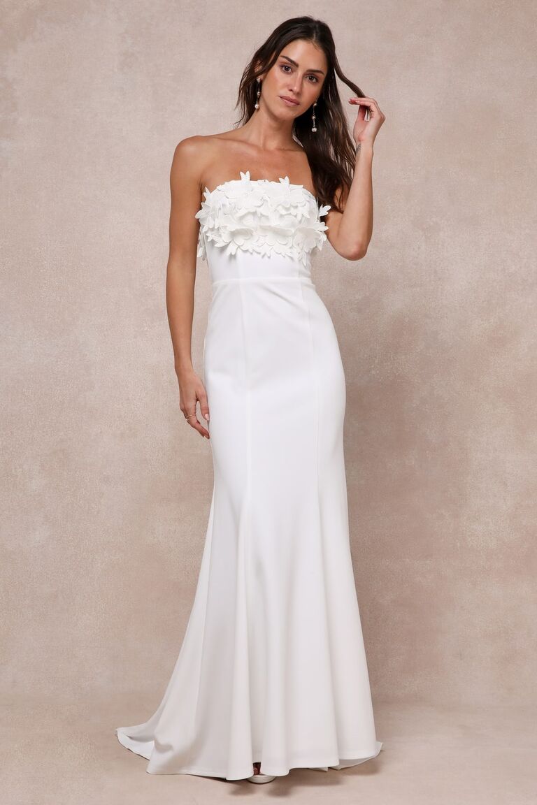 Lulus strapless maxi wedding dress