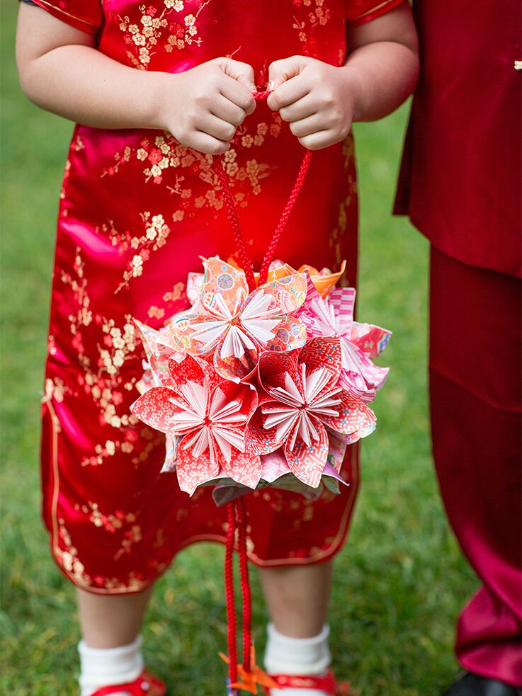 Origami pomander wedding bouquet alternative