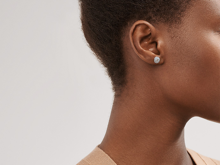Interwoven twist knot silver studs