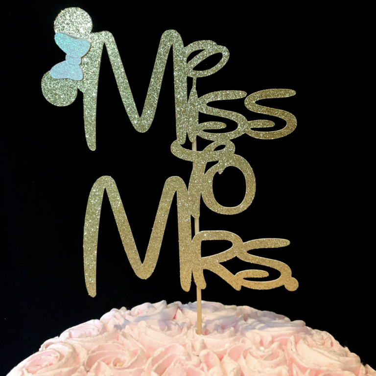 "Miss to Mrs." Disney Bachelorette Party Cake Topper