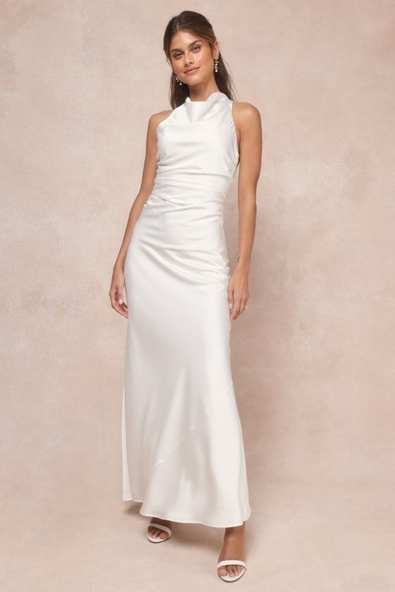 Lulus backless maxi wedding afterparty dress