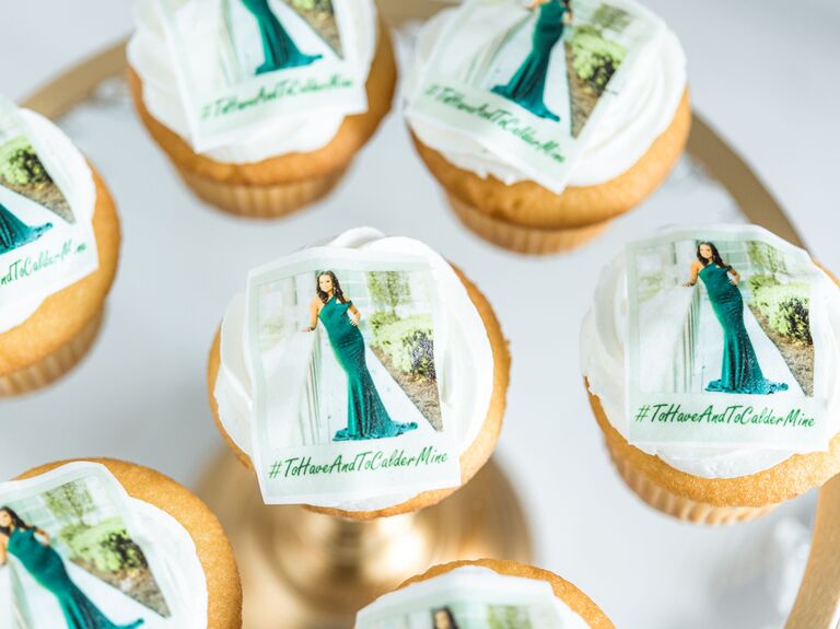 Custom cupcakes with picture of bride