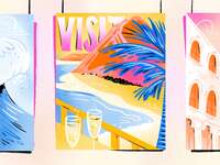 Illustration of travel posters