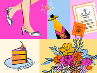 Illustration of items on wedding planning checklist