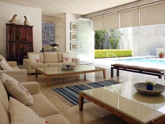 Bachelor and Bachelorette Airbnbs - Open space with open walk way to pool 