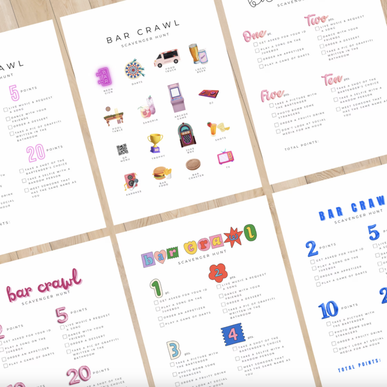 Bar crawl bachelorette party scavenger hunt bundle