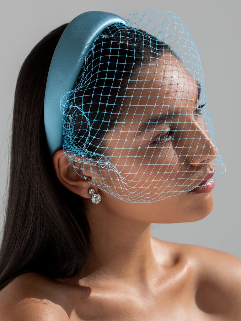Blue headband with net
