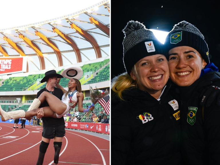 Olympic couples Tara Davis and Hunter Woodhall and Kim Meylemans and Nicole Silveira