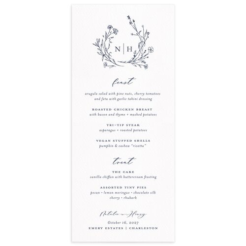 Natural Monogram Menus Midnight Navy Signature