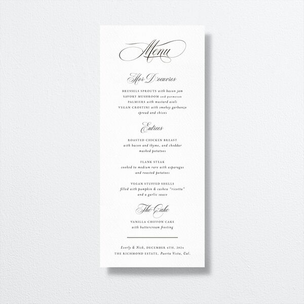 Exquisite Calligraphy Menus Pure White Signature
