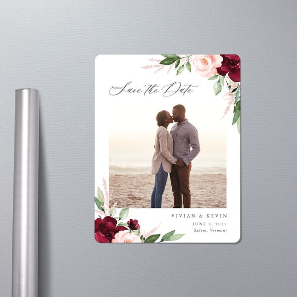 Beloved Floral Save The Date Magnets Dark Berry Magnet Paper