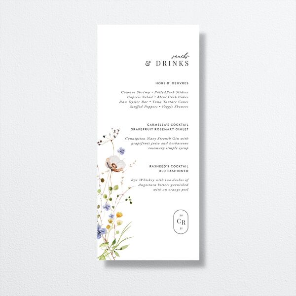 Delicate Wildflower Menus Pure White Signature