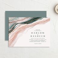 Abstract Wave Wedding Invitation Rose Pink Signature No