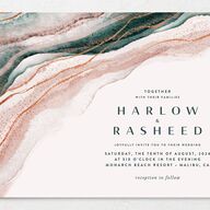 Abstract Wave Wedding Invitation Rose Pink Signature No
