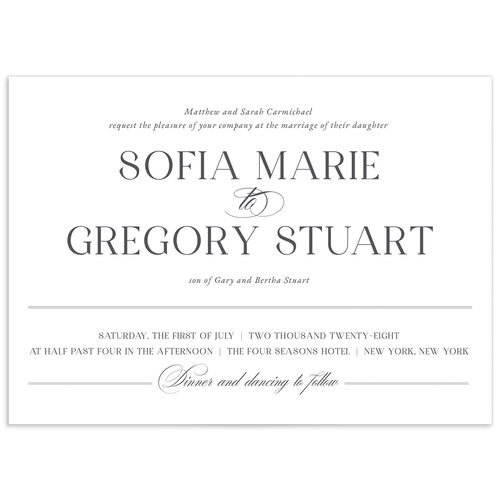Classically Elegant Wedding Invitation Pure White Signature No Standard