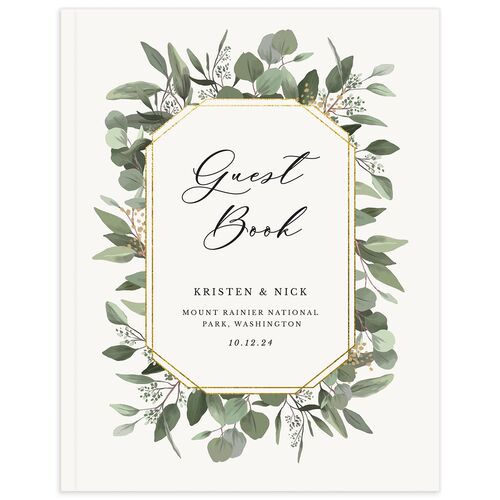 Eucalyptus Frame Wedding Guest Book Pure White